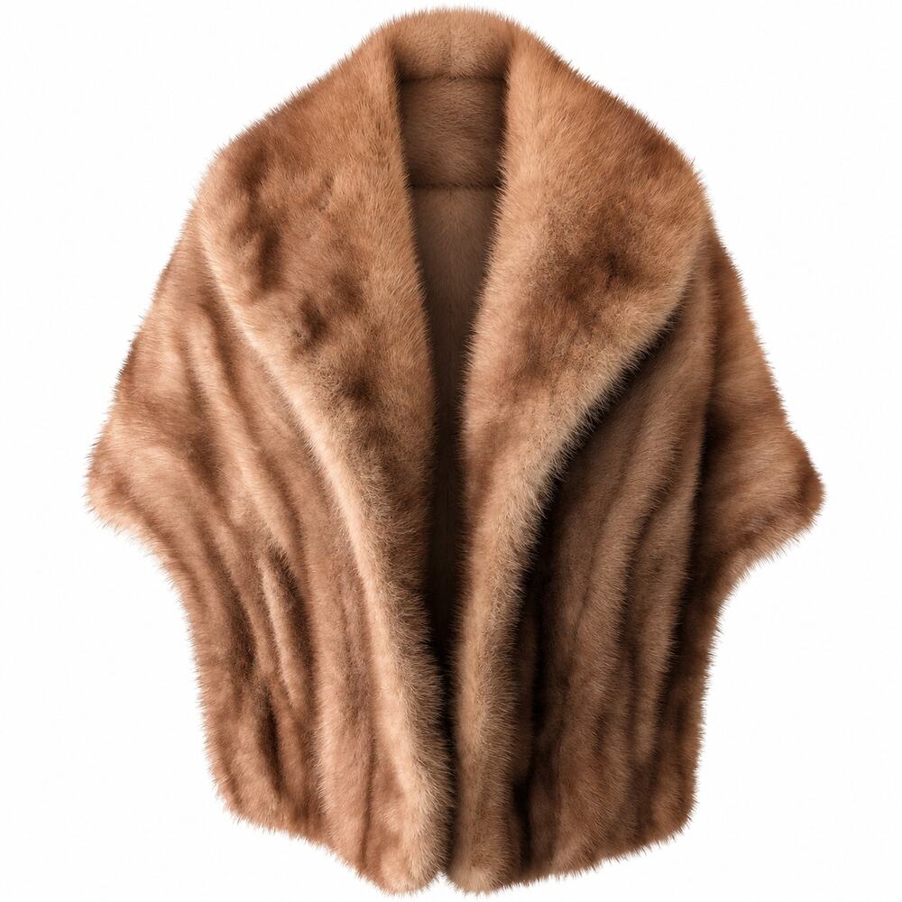Vintage A. Kronert San Francisco Genuine Mink Fur Cape Stole Wrap Brown